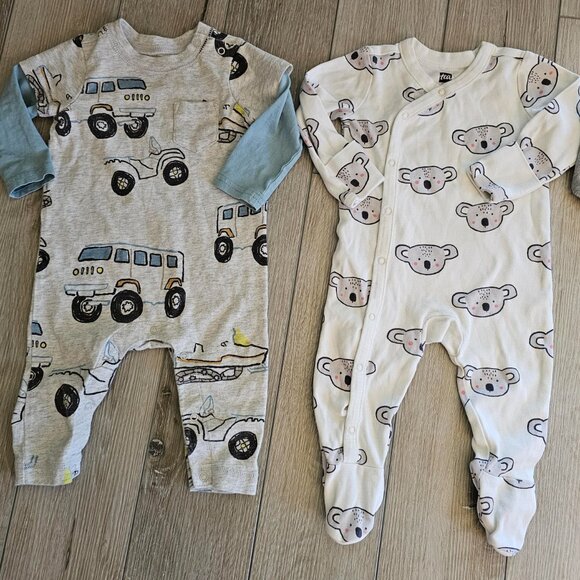 Tea Collection - Layered Sleeve Baby Romper - Sleepers - 3-6 month -  Set of 4 - Picture 2 of 9